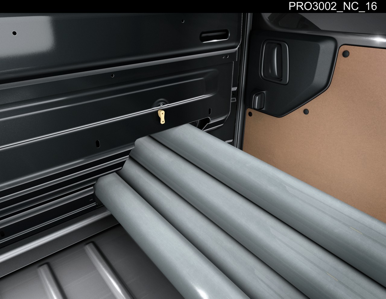 Proace Electric – Modulární sedadlo spolujezdce (Smart Cargo) s přepážkou k protažení nákladu přidává dalších 116 cm pro dlouhé předměty. 